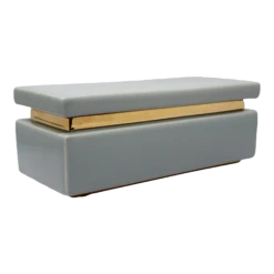 1980s Gray And Gold Decorative Ceramic Box By Jaru Of California