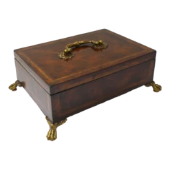 1980s Maitland Smith Box George III Style Walnut And Mahogany Wood Brass Hardware
