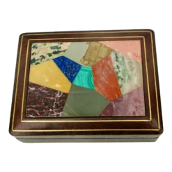 1980s Marble Specimen Leather Vanity Box Italian