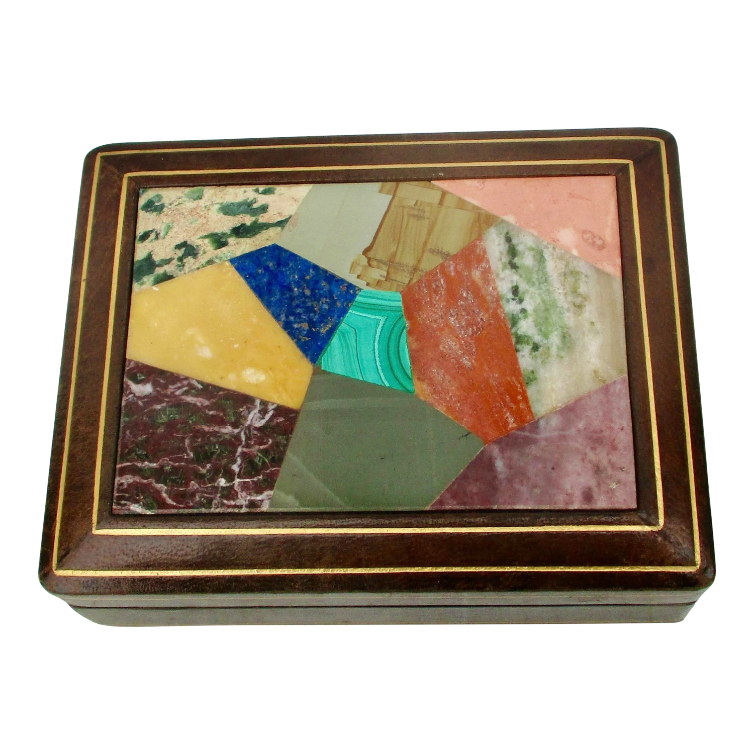 1980s Marble Specimen Leather Vanity Box Italian 3 1980s Marble Specimen Leather Vanity Box Italian