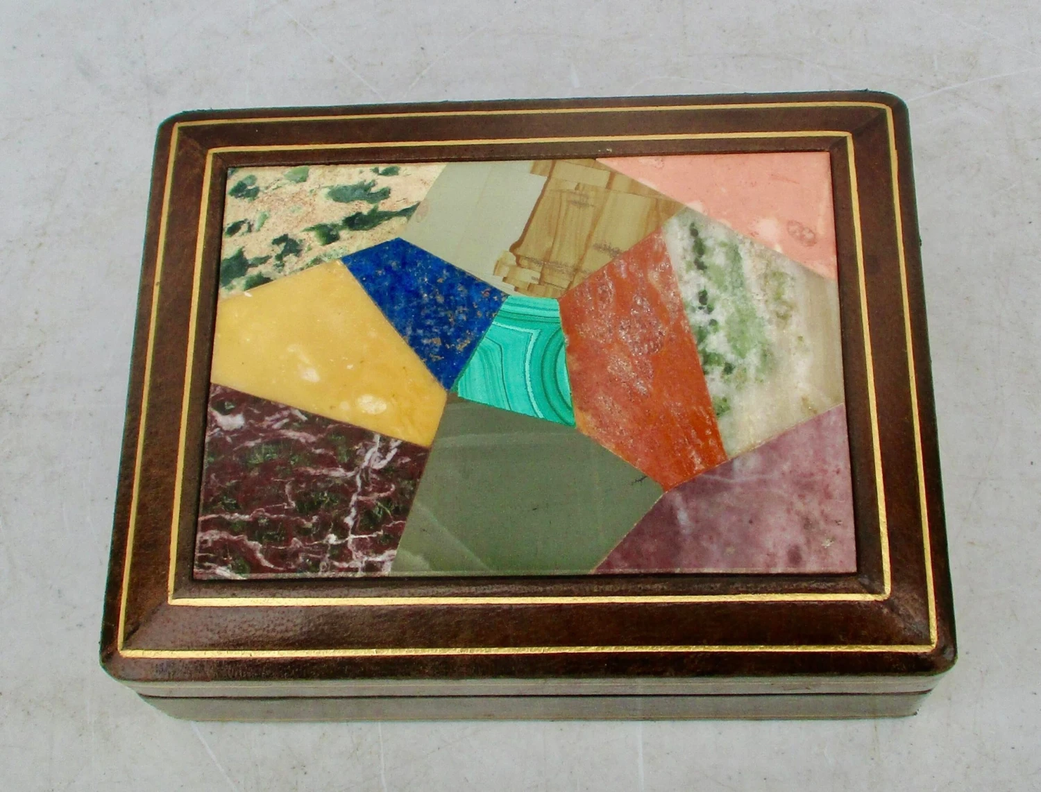 1980s Marble Specimen Leather Vanity Box Italian 8 1980s Marble Specimen Leather Vanity Box Italian - Image 6