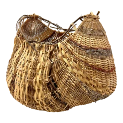 1980s Sculptural Large Organic Reed And Willow Woven Basket