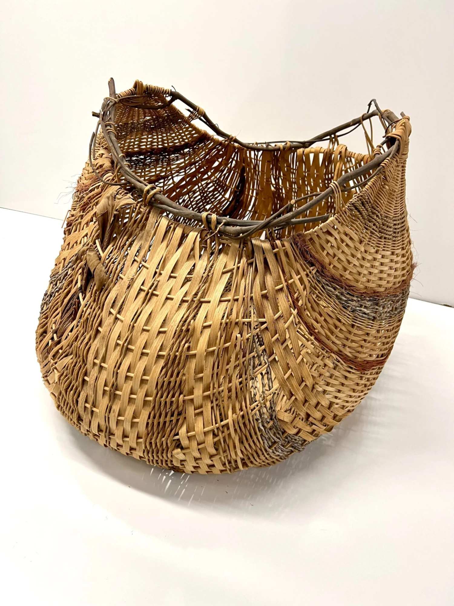 1980s Sculptural Large Organic Reed And Willow Woven Basket 6 1980s Sculptural Large Organic Reed And Willow Woven Basket - Image 4