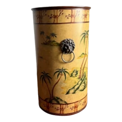 1980s Tole Umbrella Stand Palm Tree Design By Jeanne Reeds