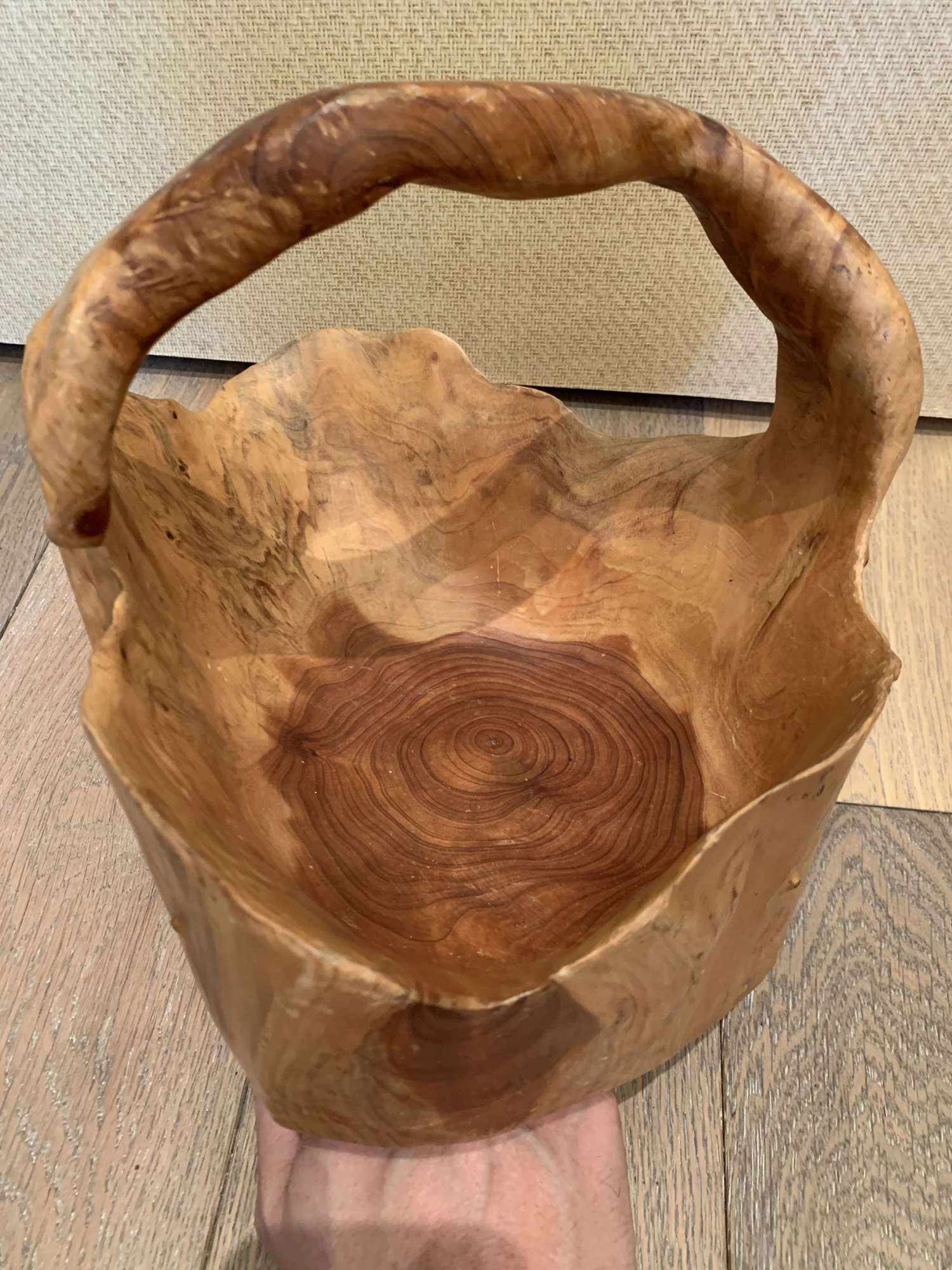 1980s Vintage Burl Wood Basket 4 1980s Vintage Burl Wood Basket - Image 2