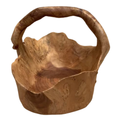 1980s Vintage Burl Wood Basket