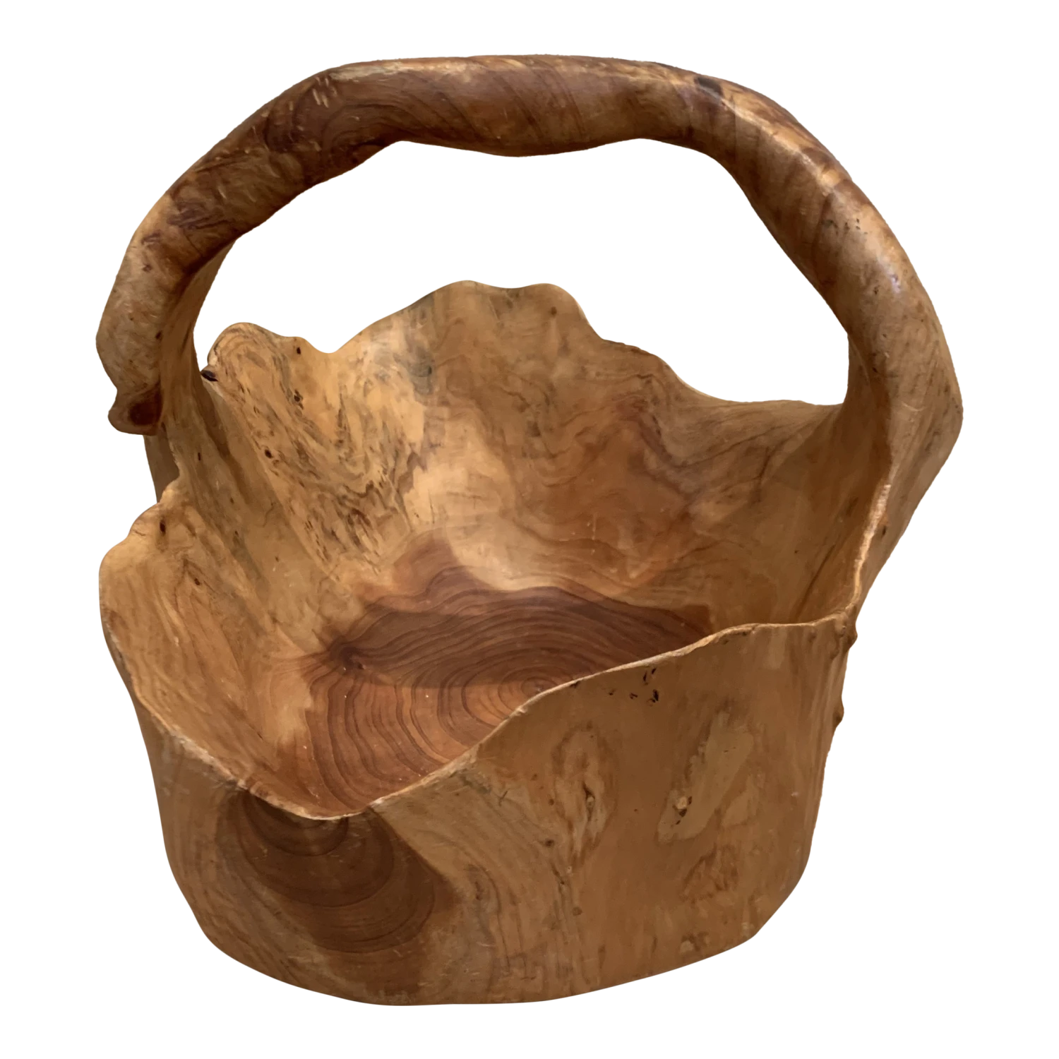 1980s Vintage Burl Wood Basket 3 1980s Vintage Burl Wood Basket