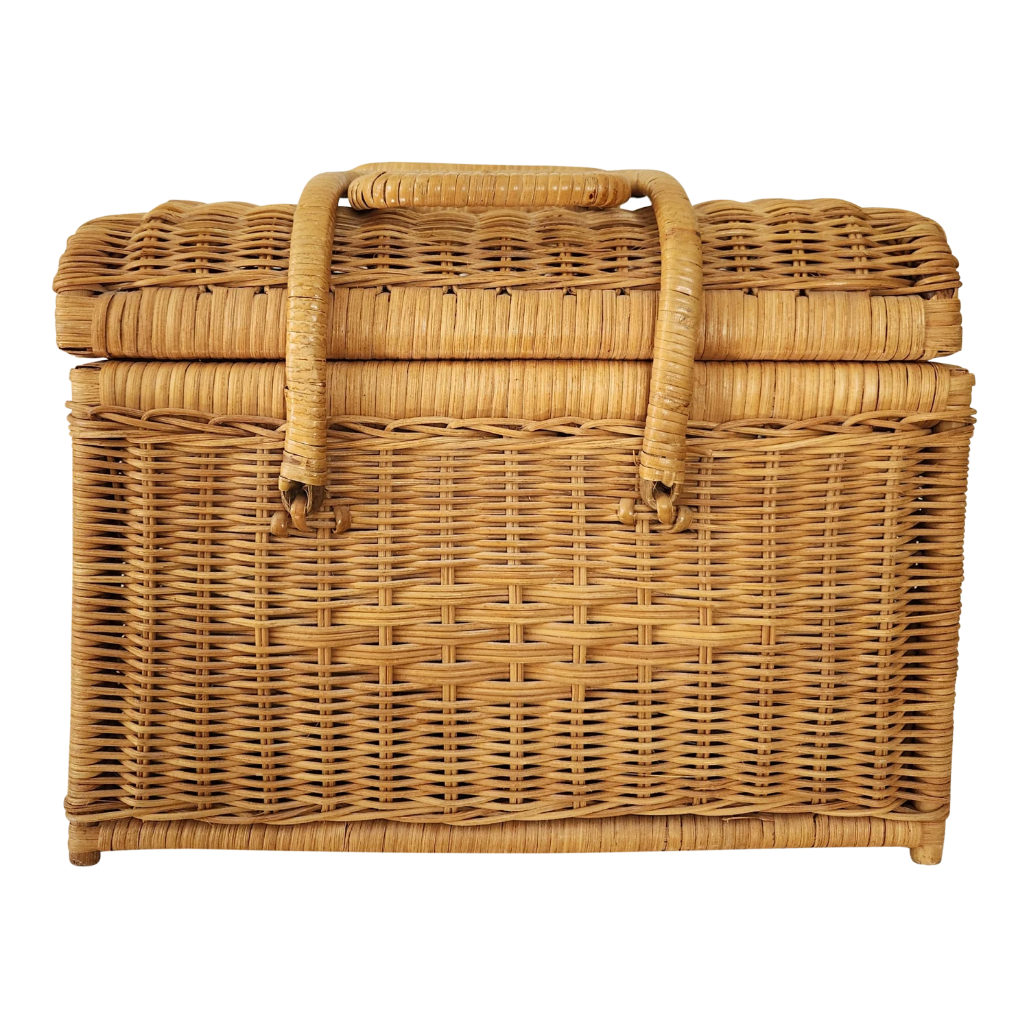 1980s Vintage Wicker Basket With Cross Stich Kit 3 1980s Vintage Wicker Basket With Cross Stich Kit