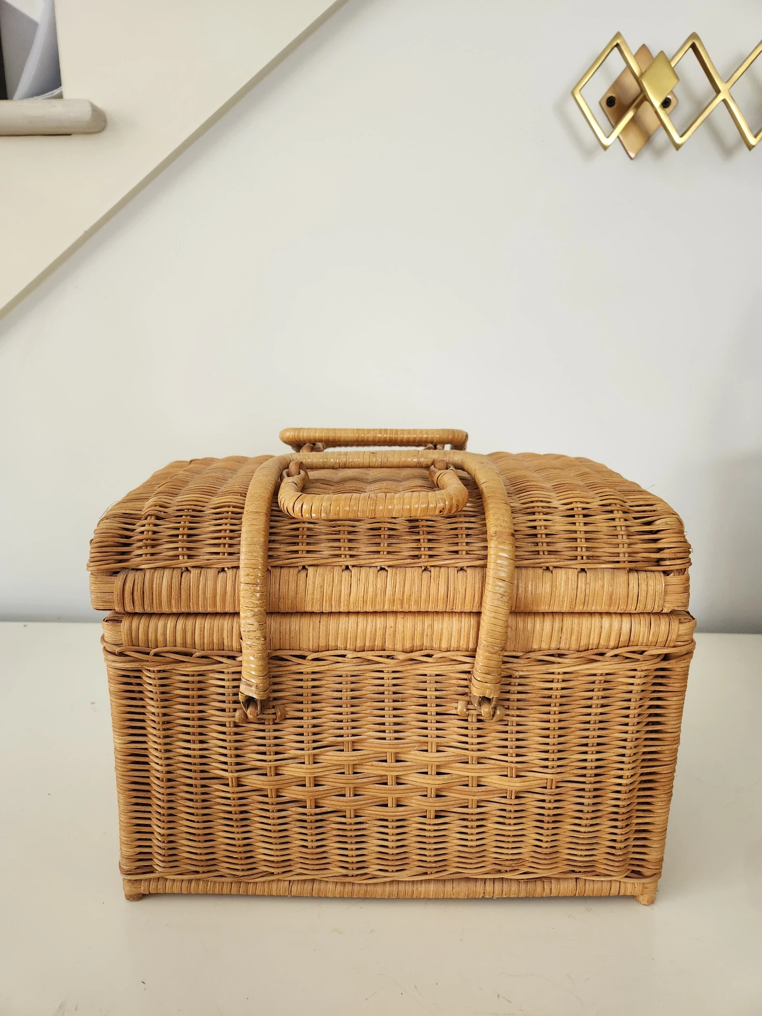 1980s Vintage Wicker Basket With Cross Stich Kit 5 1980s Vintage Wicker Basket With Cross Stich Kit - Image 3