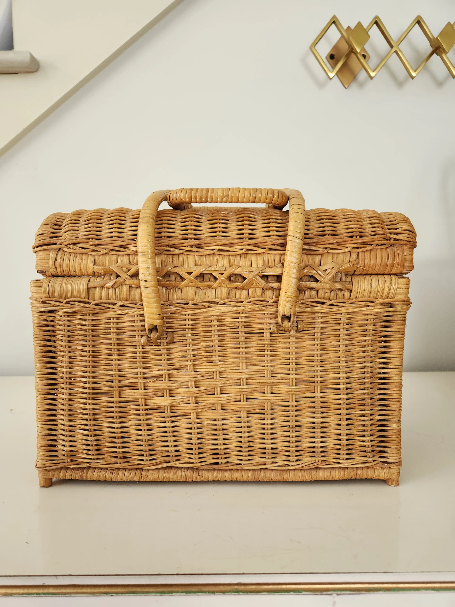 1980s Vintage Wicker Basket With Cross Stich Kit 4 1980s Vintage Wicker Basket With Cross Stich Kit - Image 2