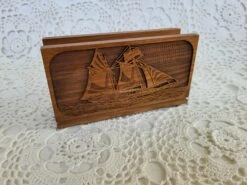 1980s Wooden Engraved Sailboat Letter Holder -CHAIRISH Shop 1980s wooden engraved sailboat letter holder 2421