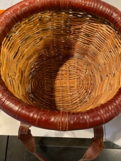 1990s Stiles Brothers For Bauer International Leather Trim Basket -CHAIRISH Shop 1990s stiles brothers for bauer international leather trim basket 9056