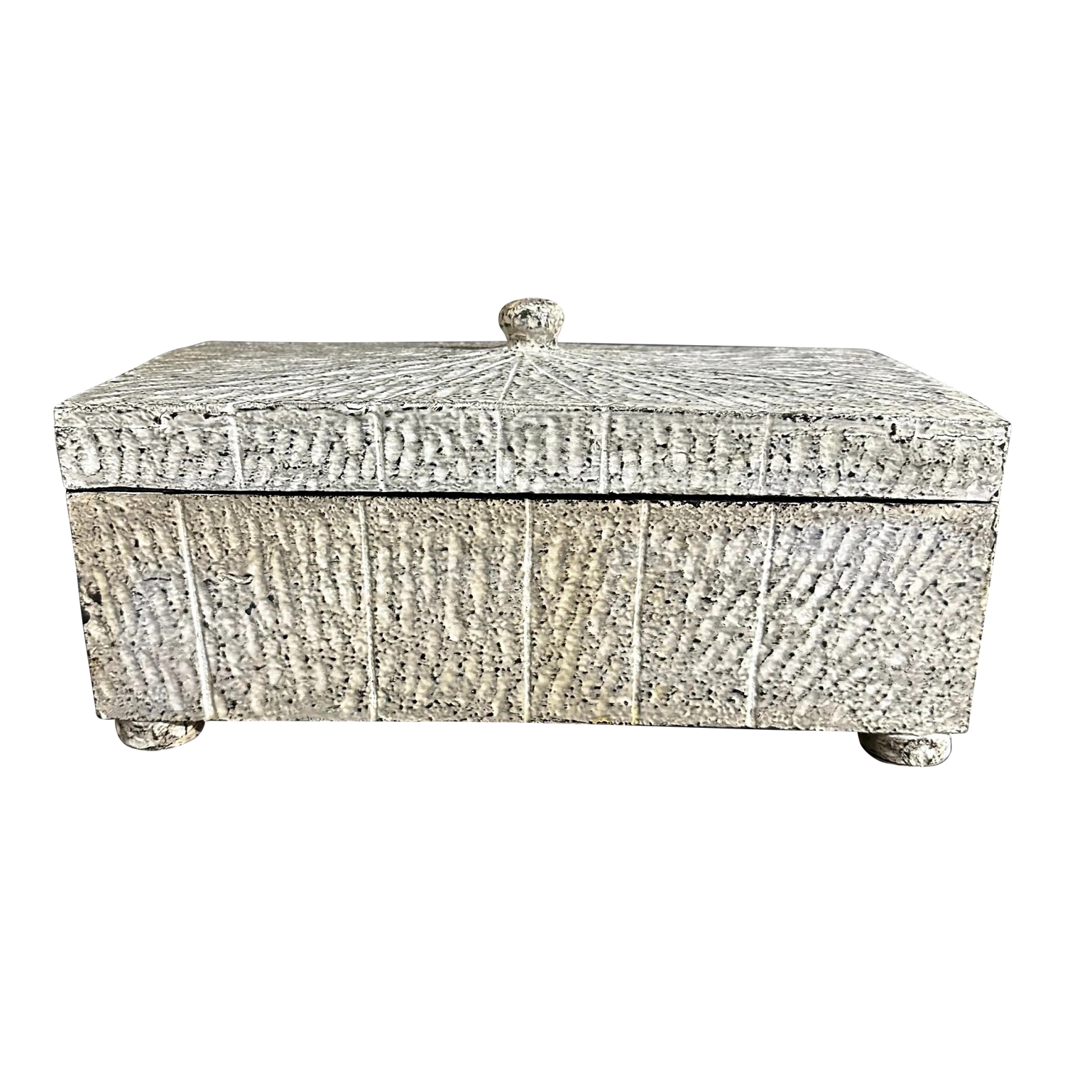 1990s Vintage Carved Wood Box With Lid Gray White & Black 3 1990s Vintage Carved Wood Box With Lid Gray White & Black