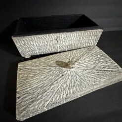 1990s Vintage Carved Wood Box With Lid Gray White & Black 16 1990s Vintage Carved Wood Box With Lid Gray White & Black -CHAIRISH Shop 1990s vintage carved wood box with lid gray white and black 3204