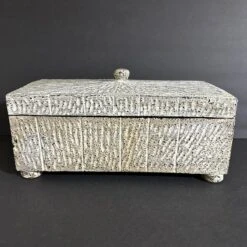 1990s Vintage Carved Wood Box With Lid Gray White & Black 21 1990s Vintage Carved Wood Box With Lid Gray White & Black -CHAIRISH Shop 1990s vintage carved wood box with lid gray white and black 8508