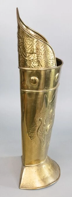 19th C. French Heraldic Hammered Brass Repoussé Grape Hod Umbrella Stand -CHAIRISH Shop 19th c french heraldic hammered brass repousse grape hod umbrella stand 1209
