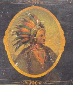 19th Century Antique Folk Art Painted Document Box Depicting Native American War Chief -CHAIRISH Shop 19th century antique folk art painted document box depicting native american war chief 6781