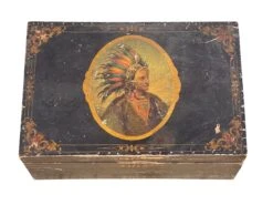 19th Century Antique Folk Art Painted Document Box Depicting Native American War Chief -CHAIRISH Shop 19th century antique folk art painted document box depicting native american war chief 8917