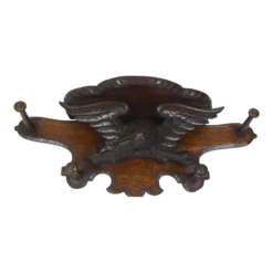 19th-Century Black Forest Carved Eagle Coat & Hat Rack Shelf