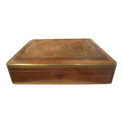 19th Century Brass Inlaid Walnut Box