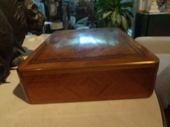19th Century Brass Inlaid Walnut Box -CHAIRISH Shop 19th century brass inlaid walnut box 7866