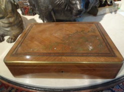 19th Century Brass Inlaid Walnut Box -CHAIRISH Shop 19th century brass inlaid walnut box 9261