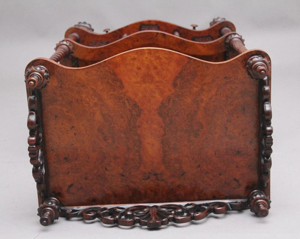 19th Century Burr Walnut Canterbury In Serpentine Form, 1860s 8 19th Century Burr Walnut Canterbury In Serpentine Form, 1860s - Image 6