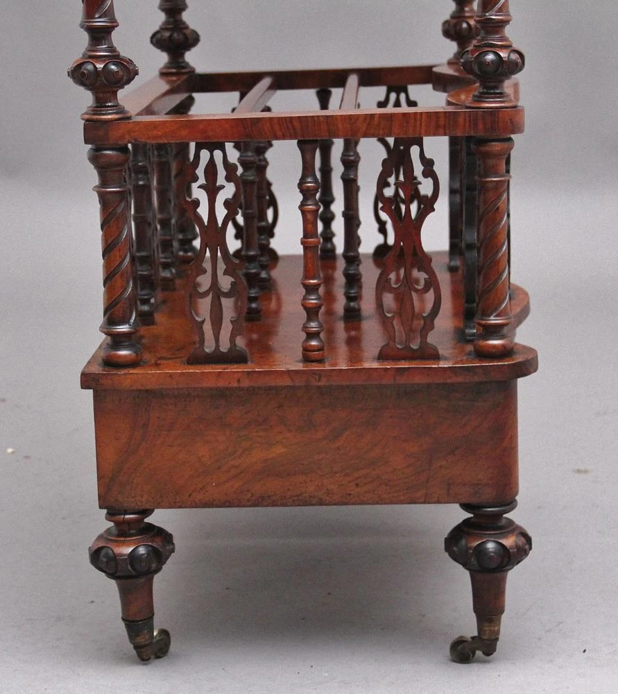 19th Century Burr Walnut Canterbury In Serpentine Form, 1860s 4 19th Century Burr Walnut Canterbury In Serpentine Form, 1860s - Image 2