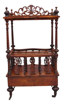 19th Century Burr Walnut Canterbury In Serpentine Form, 1860s