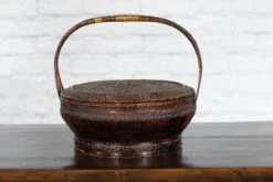 19th Century Chinese Qing Dynasty Handwoven Rattan & Bamboo Handled Basket -CHAIRISH Shop 19th century chinese qing dynasty handwoven rattan and bamboo handled basket 2057