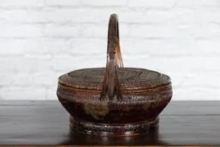 19th Century Chinese Qing Dynasty Handwoven Rattan & Bamboo Handled Basket -CHAIRISH Shop 19th century chinese qing dynasty handwoven rattan and bamboo handled basket 9242