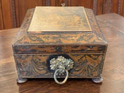 19th Century English Regency Penwork Double-Handled Jewelry Box - Chinoiserie 12 19th Century English Regency Penwork Double-Handled Jewelry Box - Chinoiserie -CHAIRISH Shop 19th century english regency penwork double handled jewelry box chinoiserie 2630