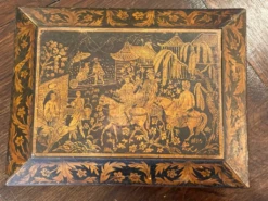 19th Century English Regency Penwork Double-Handled Jewelry Box - Chinoiserie 14 19th Century English Regency Penwork Double-Handled Jewelry Box - Chinoiserie -CHAIRISH Shop 19th century english regency penwork double handled jewelry box chinoiserie 6912