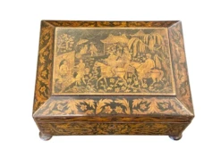 19th Century English Regency Penwork Double-Handled Jewelry Box - Chinoiserie 15 19th Century English Regency Penwork Double-Handled Jewelry Box - Chinoiserie -CHAIRISH Shop 19th century english regency penwork double handled jewelry box chinoiserie 8924