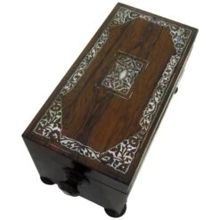 19th Century English Rosewood Tea Caddy With Mother Of Pearl Inlay -CHAIRISH Shop 19th century english rosewood tea caddy with mother of pearl inlay 1540
