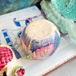 20th Century Chinoiserie Porcelain Tobacco Leaf Pomegranate Lidded Box -CHAIRISH Shop 20th century chinoiserie porcelain tobacco leaf pomegranate lidded box 8477