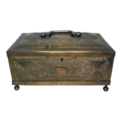 Anglo Indian Chased Brass Casket Desk Box
