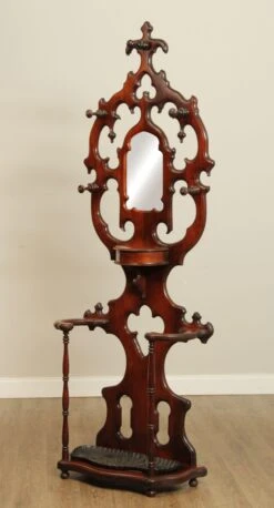 Antique 19th C. Victorian Walnut Hall Tree With Mirror -CHAIRISH Shop antique 19th c victorian walnut hall tree with mirror 1047