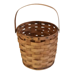 Antique 19th-Century Woven Wood Splint Gathering Basket With Handle