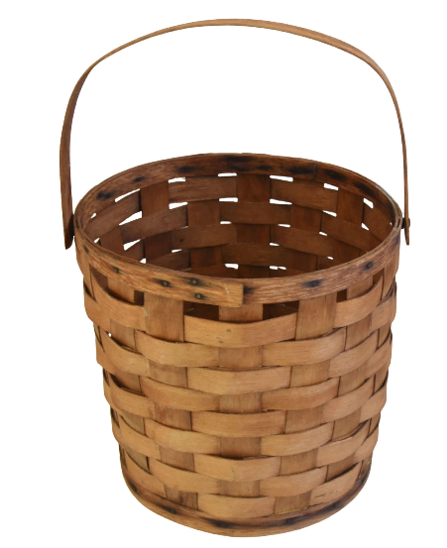 Antique 19th-Century Woven Wood Splint Gathering Basket With Handle 12 Antique 19th-Century Woven Wood Splint Gathering Basket With Handle - Image 10