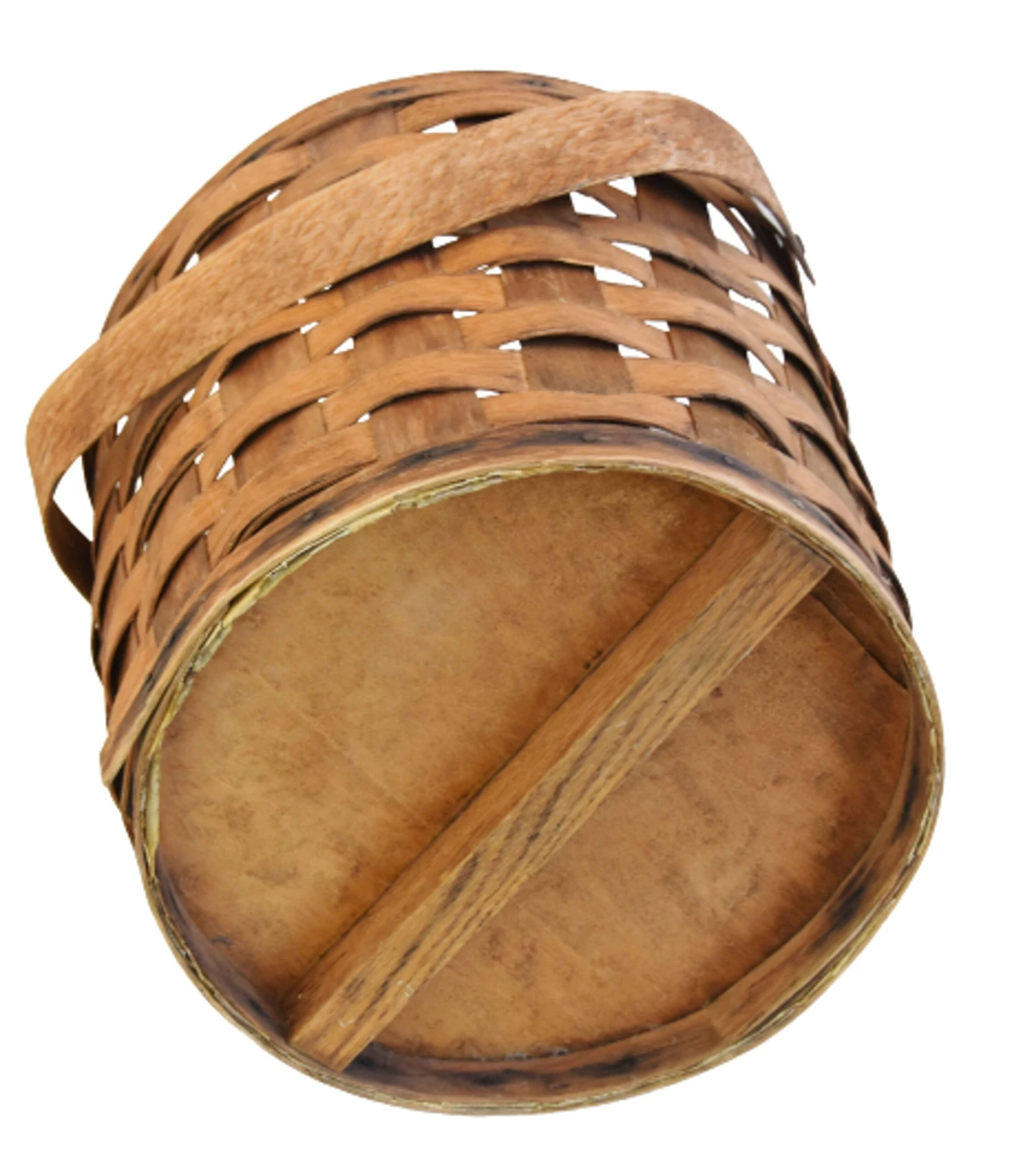 Antique 19th-Century Woven Wood Splint Gathering Basket With Handle 10 Antique 19th-Century Woven Wood Splint Gathering Basket With Handle - Image 8