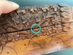 Antique Anglo-Indian Kashmir Walnut Wood Carving Floral Trinket - Jewelry Box -CHAIRISH Shop antique anglo indian kashmir walnut wood carving floral trinket jewelry box 0972