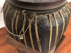 Antique Asian Rice Basket With Wooden Base -CHAIRISH Shop antique asian rice basket with wooden base 4071