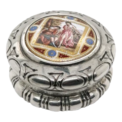 Antique Austrian Silver & Enamel Snuff Or Patch Box