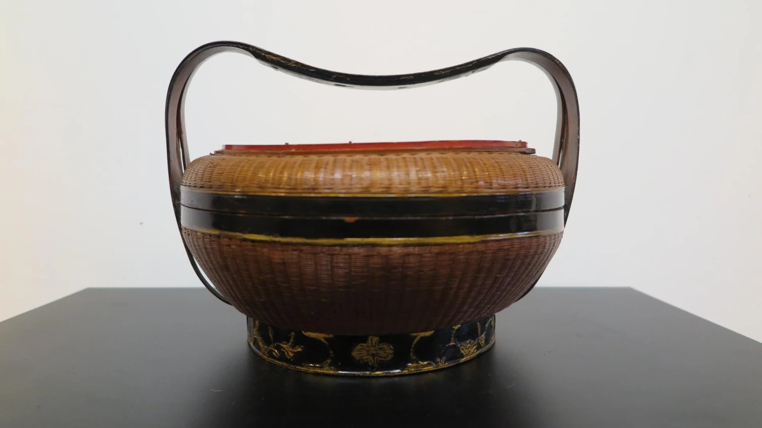 Antique Chinese Bamboo & Rattan Basket 4 Antique Chinese Bamboo & Rattan Basket - Image 2