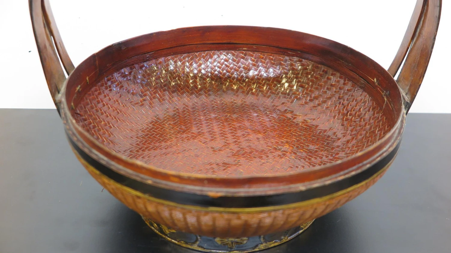 Antique Chinese Bamboo & Rattan Basket 7 Antique Chinese Bamboo & Rattan Basket - Image 5