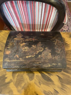Antique Chinese Export Chinoiserie Black Lacquer Box -CHAIRISH Shop antique chinese export chinoiserie black lacquer box 1538