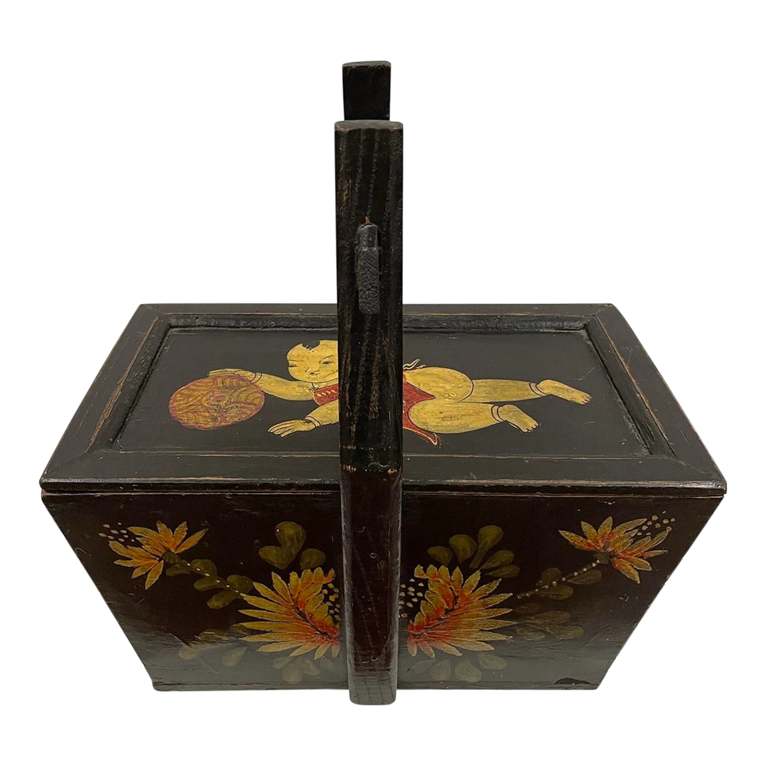 Antique, Chinese Hand Painted Meal Delivery And Lunch Box 3 Antique, Chinese Hand Painted Meal Delivery And Lunch Box
