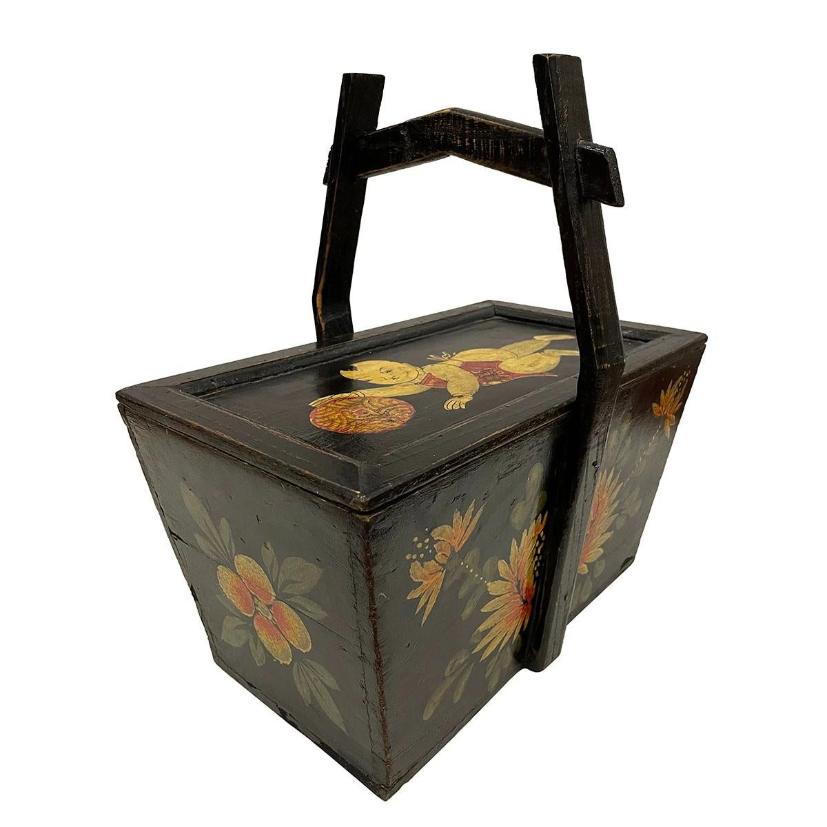 Antique, Chinese Hand Painted Meal Delivery And Lunch Box 5 Antique, Chinese Hand Painted Meal Delivery And Lunch Box - Image 3