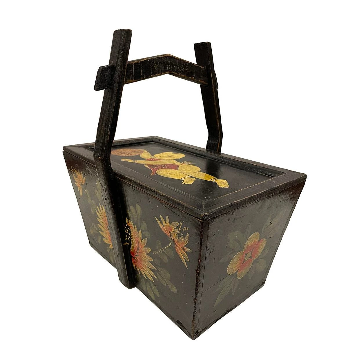 Antique, Chinese Hand Painted Meal Delivery And Lunch Box 6 Antique, Chinese Hand Painted Meal Delivery And Lunch Box - Image 4